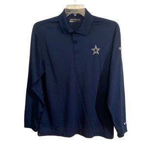 Nike Golf dri-fit Dallas Cowboys blue polo shirt Miller light sz M